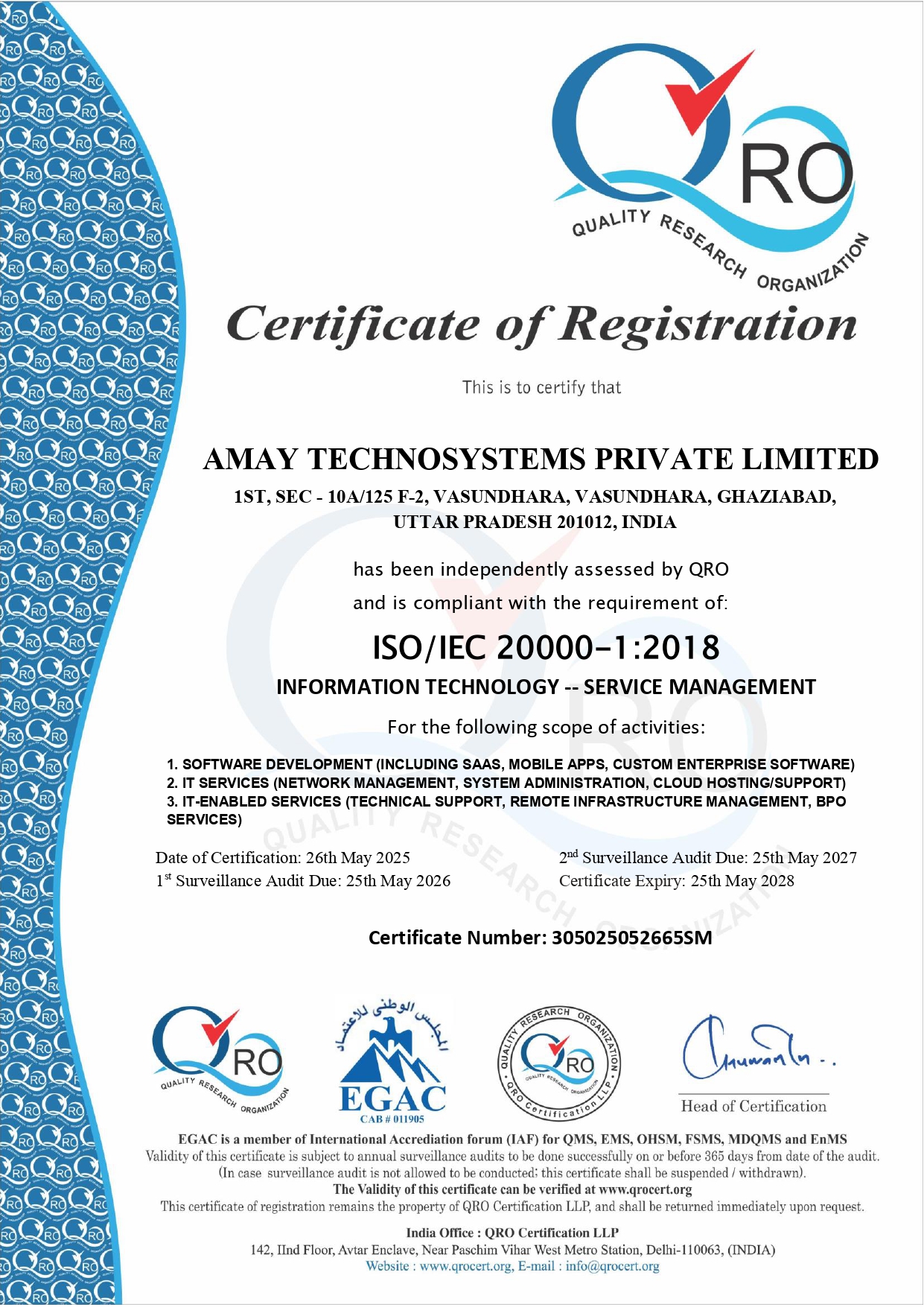 ISO 20000 Certificate