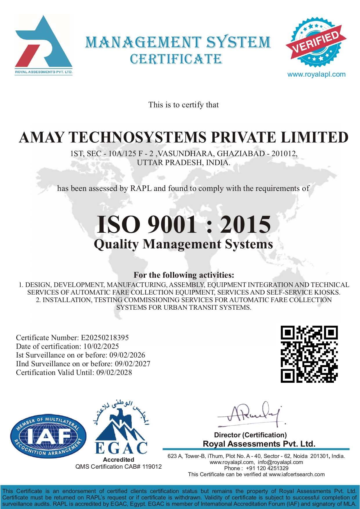 ISO 9001 Certificate
